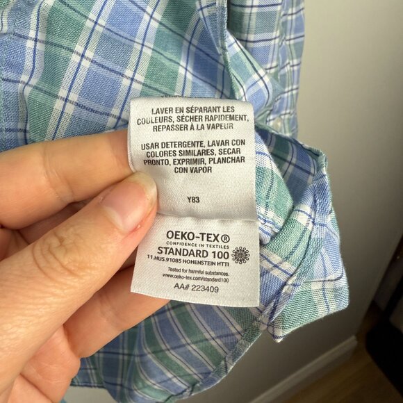 Tommy Hilfiger Men's Regular Fit THFlex Dress Shirt, Blue and Green, Size XL - Picture 8 of 8